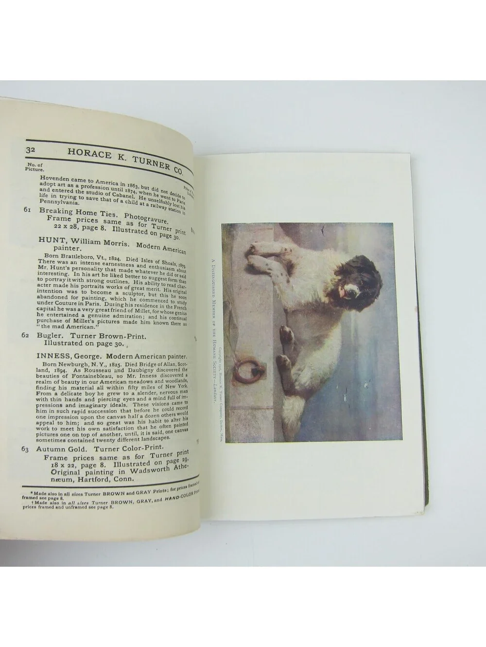 Art Exhibit Catalog 1907-1908 Horace K. Turner Co. Boston Massachusetts Antique